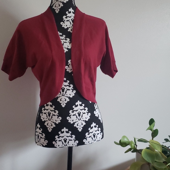 red shrug cardigan
